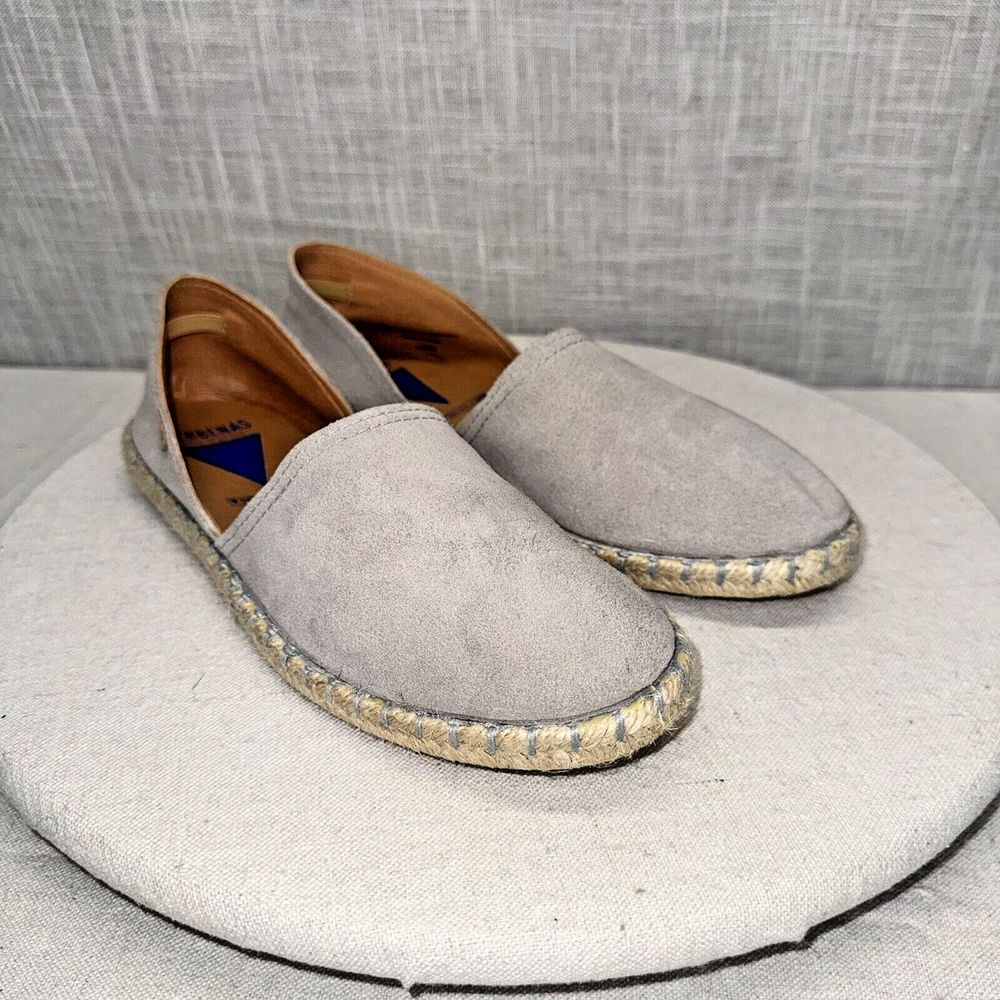 Verbenas Carmen Espadrille Flats Mens 41 Grey Leather Suede‎ Boho Spanish Summer